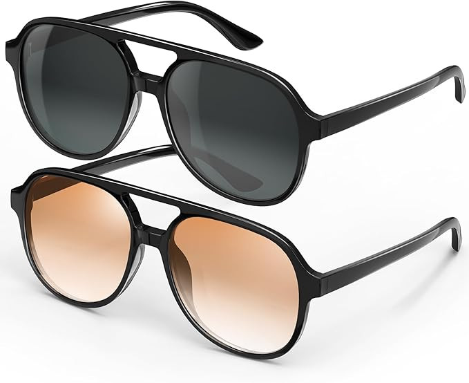 Retro Aviator Sunglasses for Women Sunglasses Polarized Classic 70s Vintage Trendy Square Aviator... | Amazon (US)