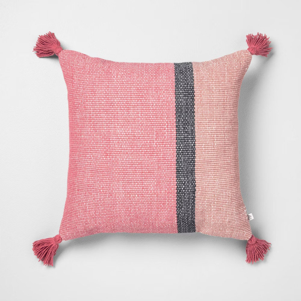 18x18 Color Blocked Square Pillow Dusty Rose / Pink - Hearth & Hand with Magnolia | Target