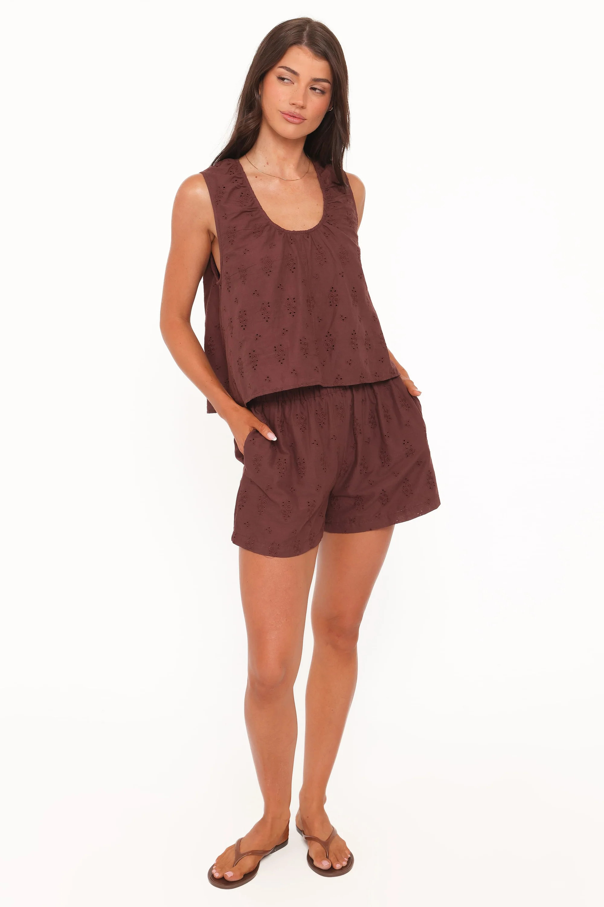 Faela Short Set - Brown Broderie | Petal & Pup (US)