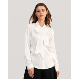 Women Bow-tie Neck Silk Blouse | LilySilk