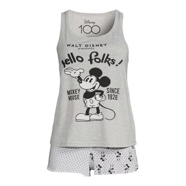 Disney Mickey Mouse Women's and Women's Plus Shorty Pajama Set, 2-Piece | Walmart (US)