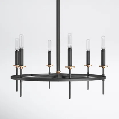Beyers 6 - Light Candle Style Wagon Wheel Chandelier | Wayfair North America
