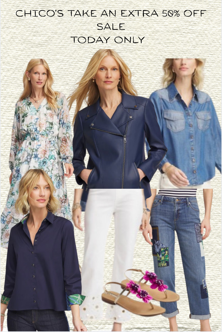 TODAY ONLY. Get an EXTRA 50% off sale items at Chico's  

 #LTKootd #LTKOver40 #LTKSaleAlert