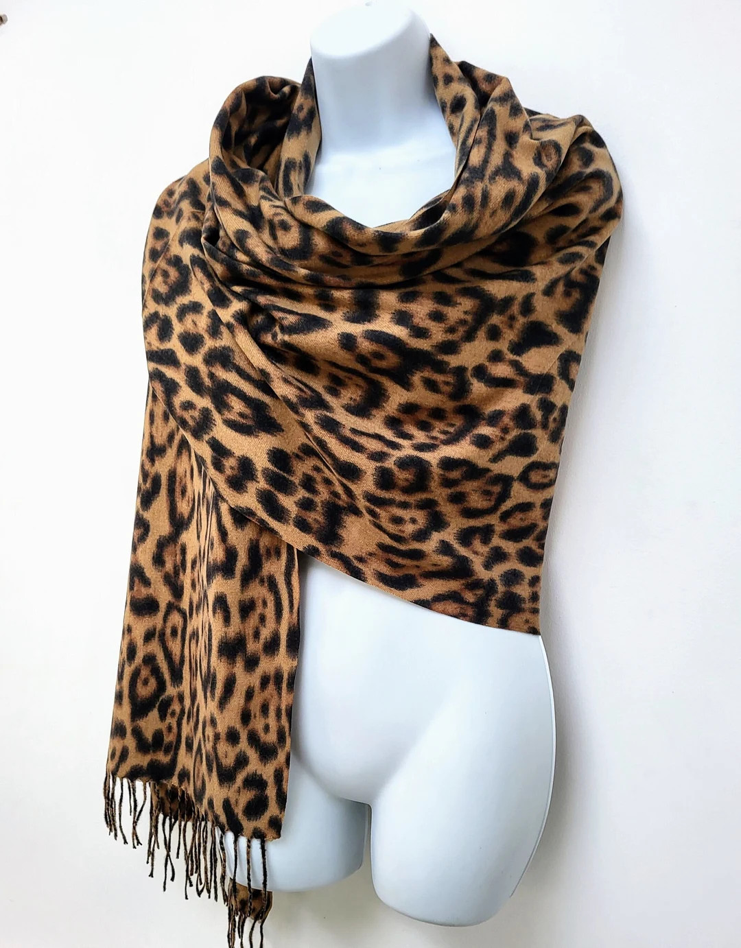 Leopard Print Scarf/pashmina/wrap Large Luxurious Soft Wool Mix Blend - Etsy | Etsy (US)