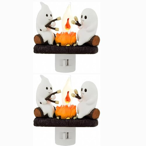 Halloween Night Light, Ghost Night Light,Halloween Ghost Night Light ,Halloween Decorations,Halloween Ghosts Indoor Outdoor Decorations,Ghost Campfire Nightlight,3D LED Spooky Nightlight (2 PCS) | Amazon (US)