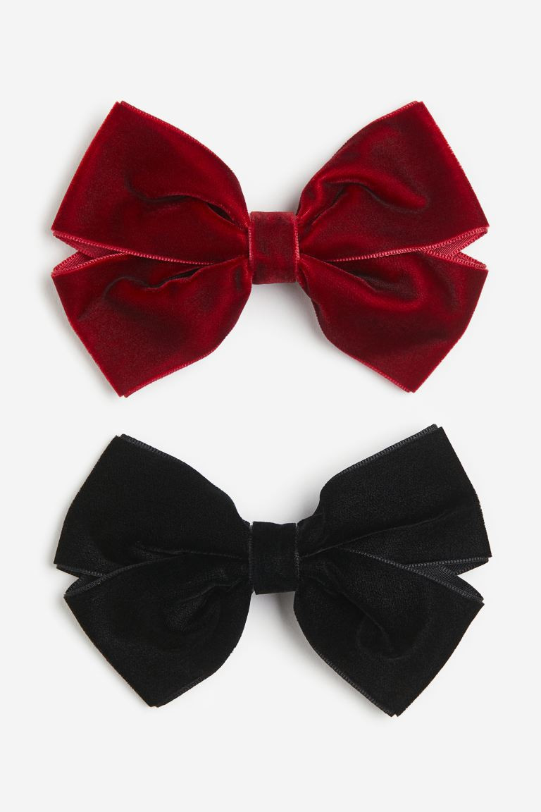 2-pack Velvet-bow Hair Clips | H&M (US + CA)