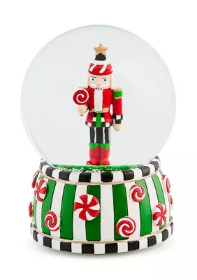 MacKenzie-Childs Candy Cottage Nutcracker Snow Globe | Belk