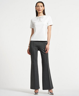 Women's Crystal Bow Neck T-Shirt | Macy's