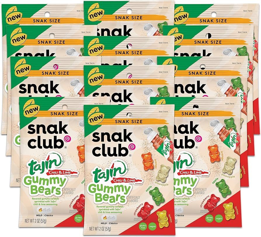 Snak Club Gummy Bears, Tajin Chili & Lime Sweet and Spicy Gummy Candy, Mild in Heat Bold in Flavo... | Amazon (US)