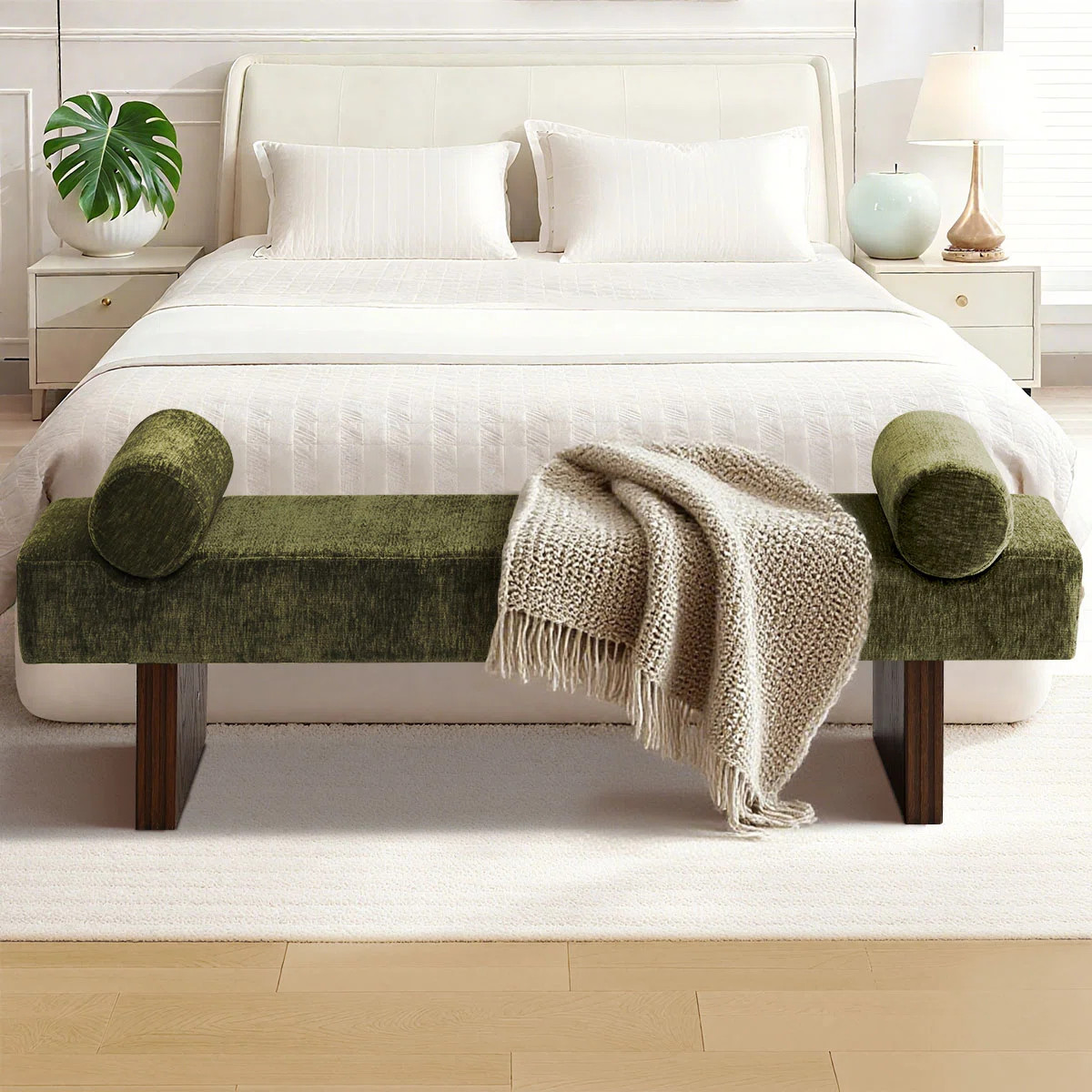 60" Chenille Upholstered Entryway / Bedroom /Dining Bench | Wayfair North America