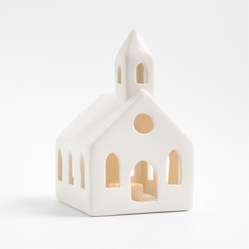 White Ceramic Holiday Church + Reviews | Crate & Barrel | Crate & Barrel