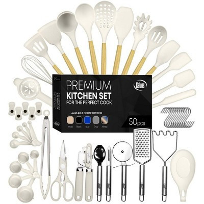 Kaluns Kitchen Utensils Set, 50 Piece Silicone And Stainless Steel Cooking Utensils, Dishwasher Safe and Heat Resistant Kitchen Tools, Khaki | Target