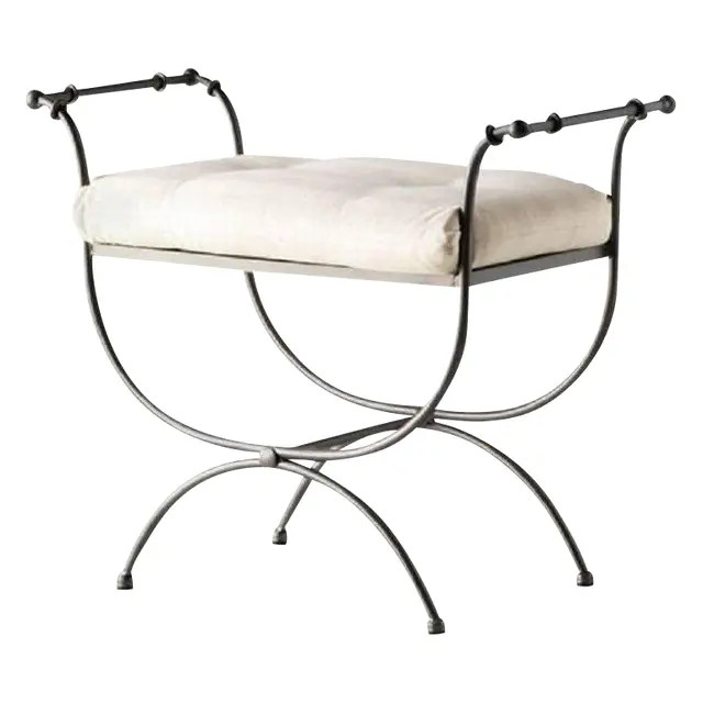 New Black Wrought Iron Curule Bench With Cushion, Savonarola, Throne | Chairish