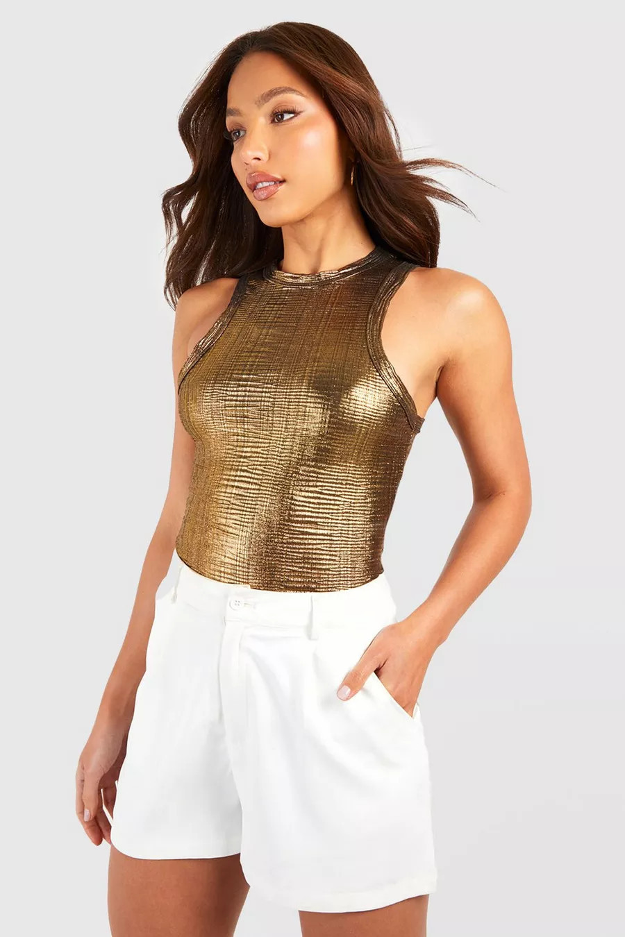 Tall - Débardeur métallisé | Boohoo.com (FR)