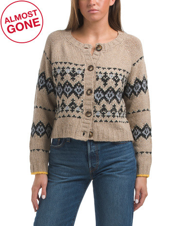 Crew Neck Button Down Cropped Cardigan | TJ Maxx