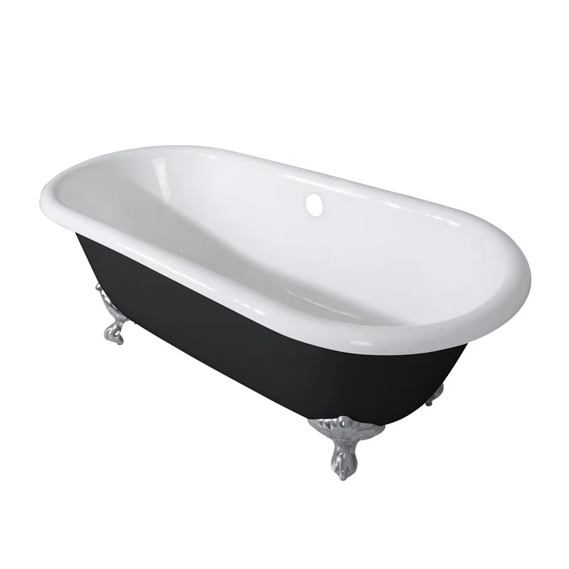 Kingston Brass Aqua Eden 66-Inch Cast Iron Oval Double Ended Clawfoot Tub (No Faucet Drillings) | Wayfair North America