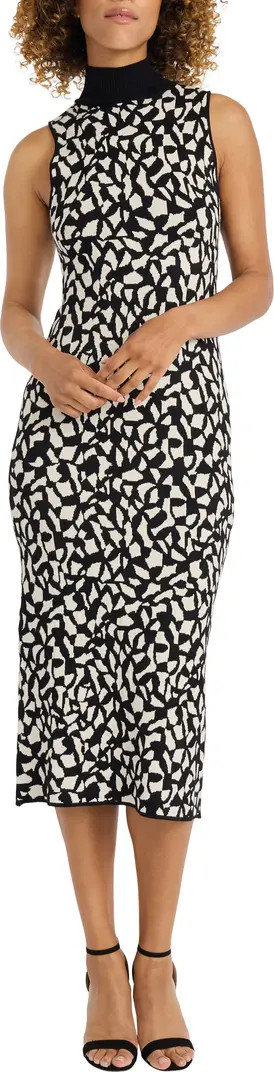 Maggy London Rib Neck Sleeveless Jacquard Midi Sweater Dress | Nordstrom | Nordstrom