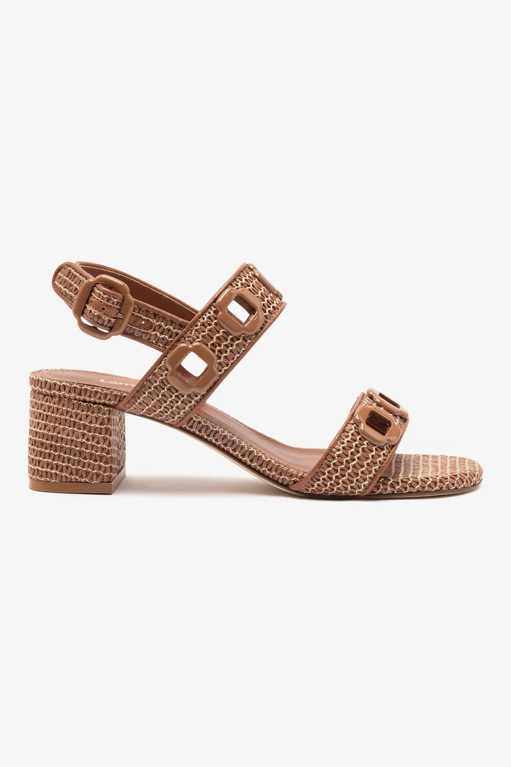 Milan Sandal In Caramel Wave Raffia | Larroude