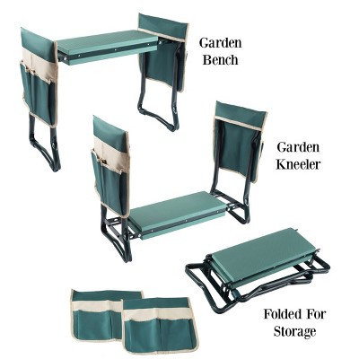 Garden Kneeler Bench - Foldable Foam Pad Stool with 2 Tool Pouches and Handles - Comfort for Planting and Weeding by Pure Garden (Green) | Target