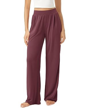ODODOS Drapey Soft Wide Leg Pants for Women High Waist Casual Relaxed Lounge Pants with Pockets-2... | Amazon (US)