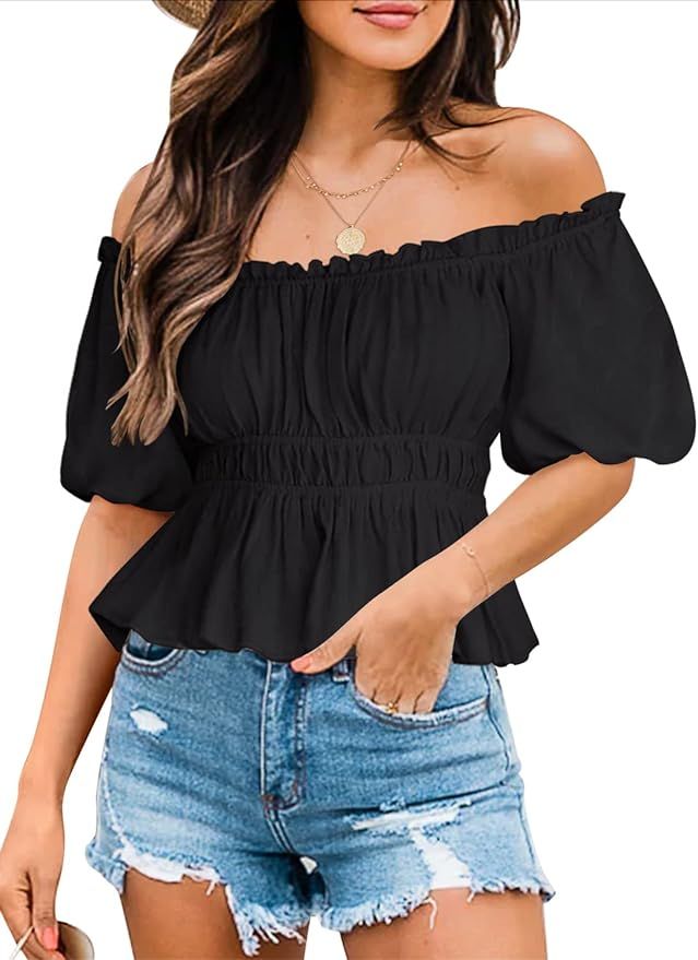 DOROSE Womens Long Sleeve Tops Sexy Casual Off Shoulder Blouses Shirts | Amazon (US)