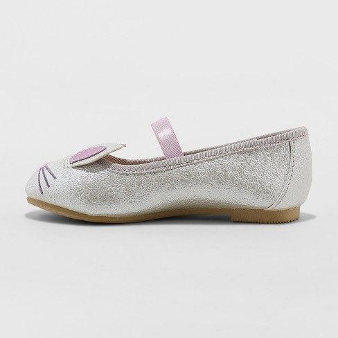 Toddler Girls' Revah Glitter Ballet Flats - Cat & Jack™ Silver | Target