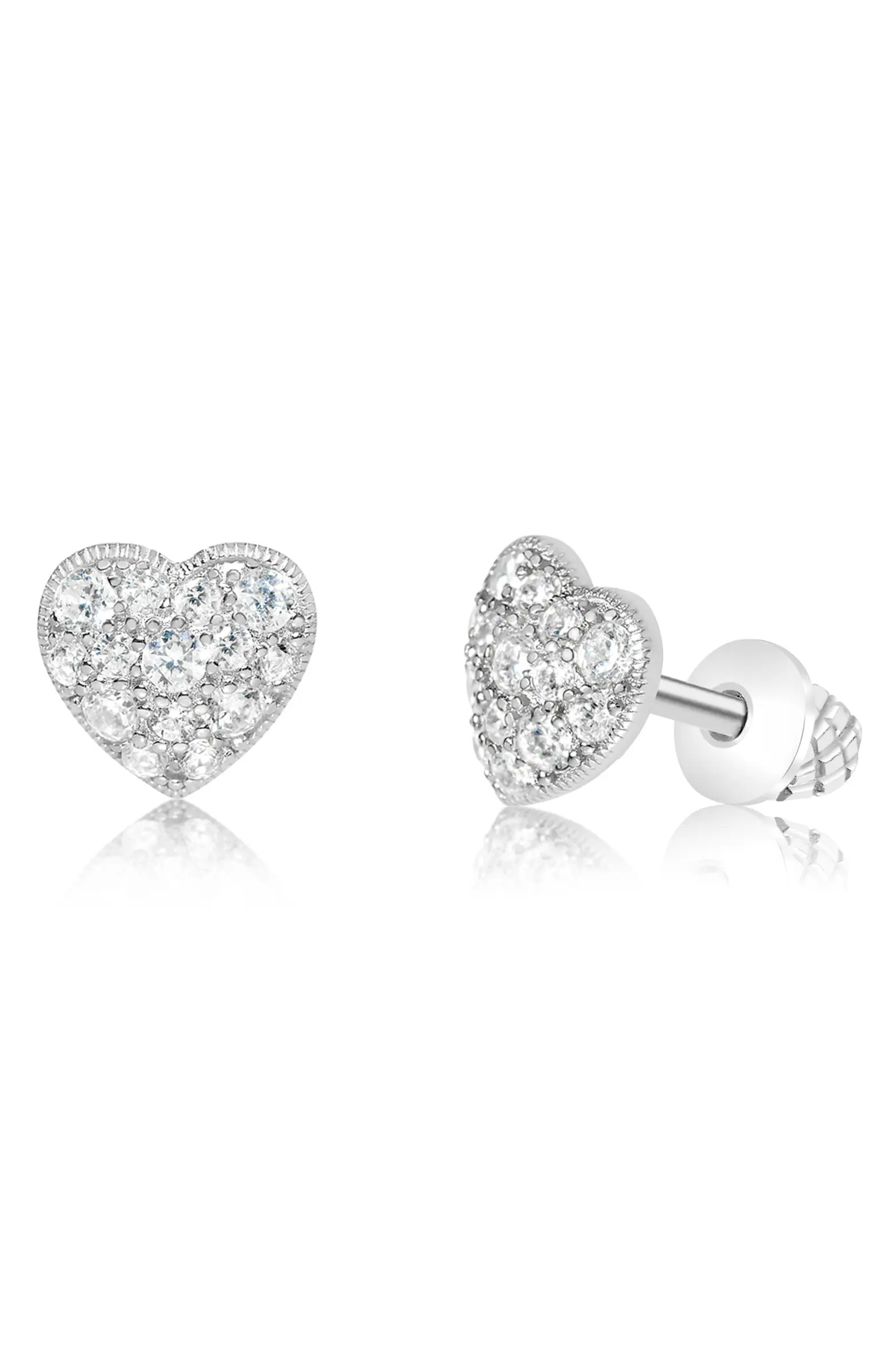 Kids' Cubic Zirconia Heart Stud Earrings | Nordstrom