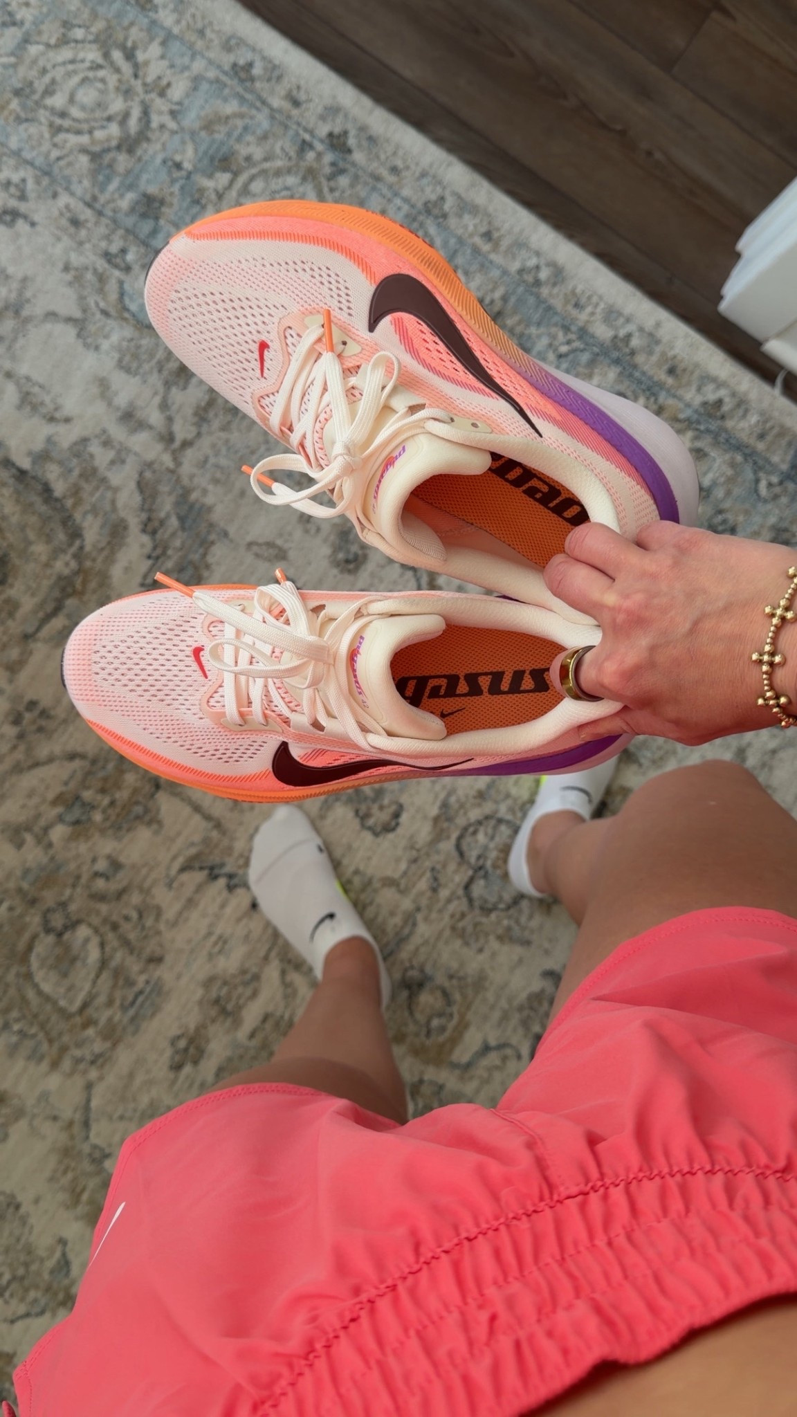 Running Outfit + New Running Sneakers @nike #teamnike #ad 
What I’ve been reaching for on my runs lately 🤍 a simple Nike set (XS top, small shorts) with my Nike socks and Pegasus 42 sneakers. They’ve been making everything feel a little smoother as I ease back into running. Everything is linked here ✨
