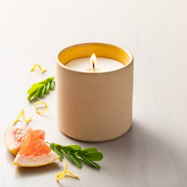 4oz Grapefruit Basil Natural Clay Seasonal Candle Gold - Hearth & Hand™ with Magnolia | Target