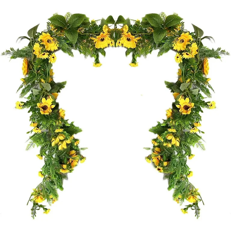 3 Pack Artificial Sunflower Vines Fake Hanging Garland Yellow Sunflower Floral Vine Artificial Fl... | Walmart (US)
