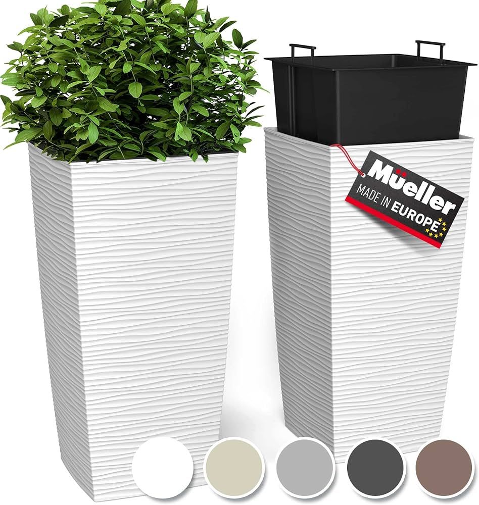 Janska M-Resin Heavy Duty Tall Planter, Indoor/Outdoor Grande Plant, Tree, Flower Pot, 2-Piece Se... | Amazon (US)