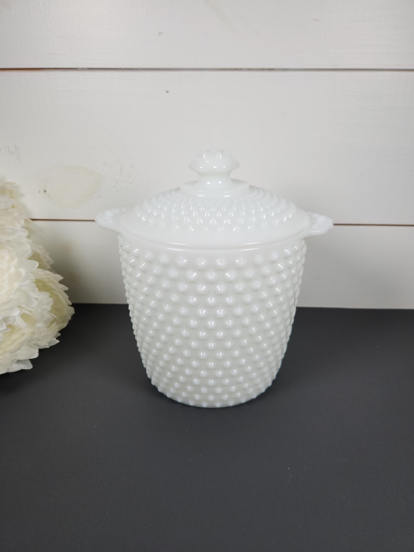 Vintage Anchor Hocking White Milk Glass Hobnail Lidded Ice Bucket - Canister- Cookie Jar- Mid Cen... | Etsy (US)