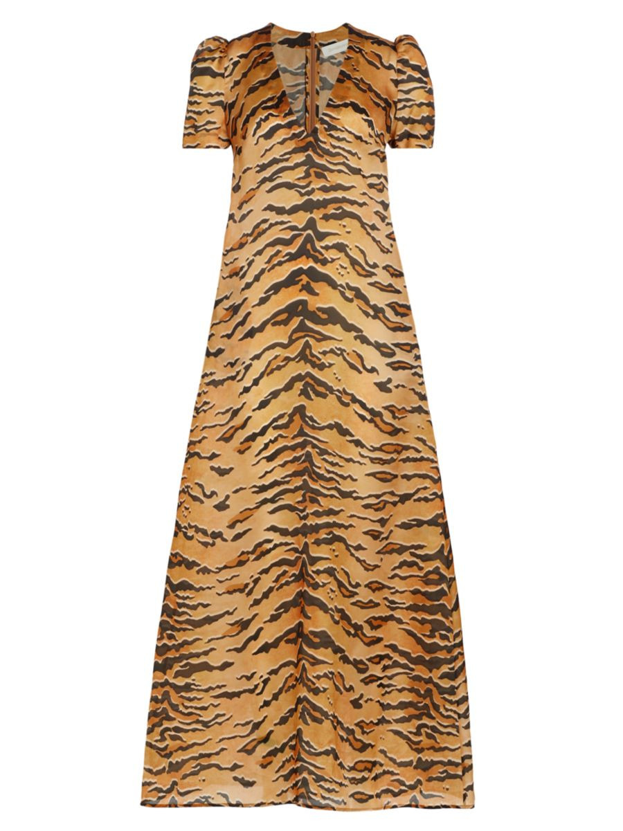 Matchmaker Tiger-Print Silk Maxi Dress | Saks Fifth Avenue