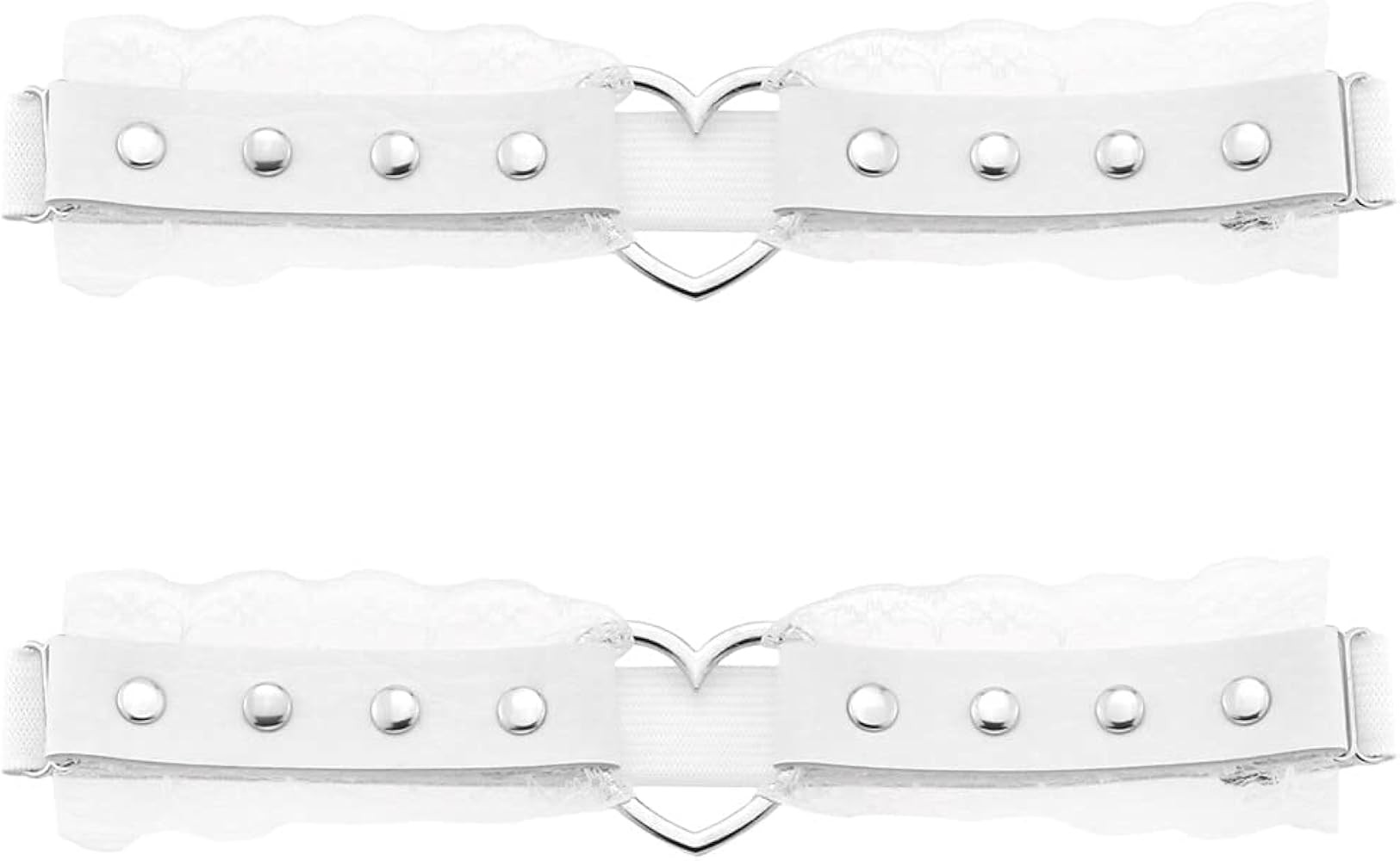 Women Girl Leather Heart Garters Leg Ring Belt Punk Studded Lace Elastic Thigh Ring Garters Adjus... | Amazon (US)