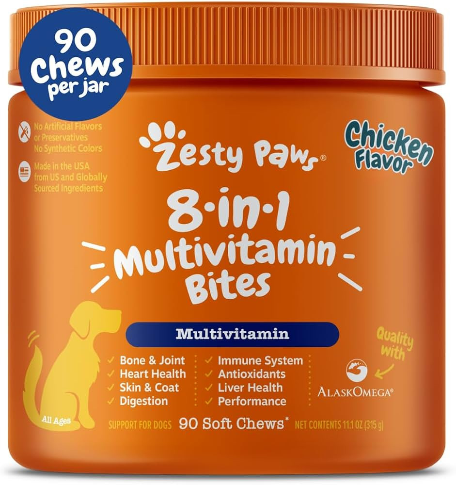 Zesty Paws Dog Multivitamin, Chewable Dog Vitamins and Supplements for Hip & Joints, Skin & Coat,... | Amazon (US)