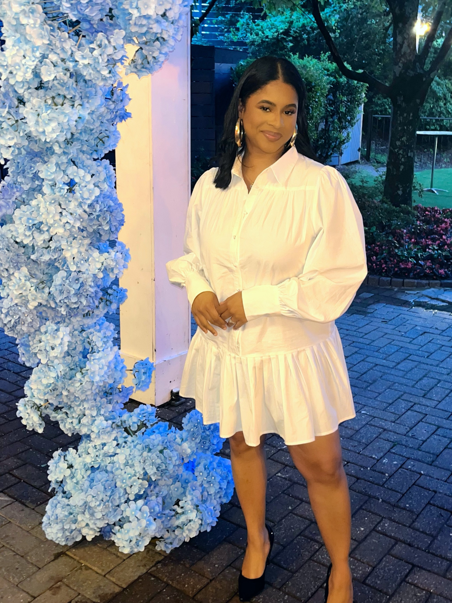 White pleated dress. Shirt dress. Summer white dress. Puff shoulders. Tennis dress. Brunch outfit. Graduation party dress. Wedding guest dress. 

#LTKstyletip #LTKwedding #LTKunder100