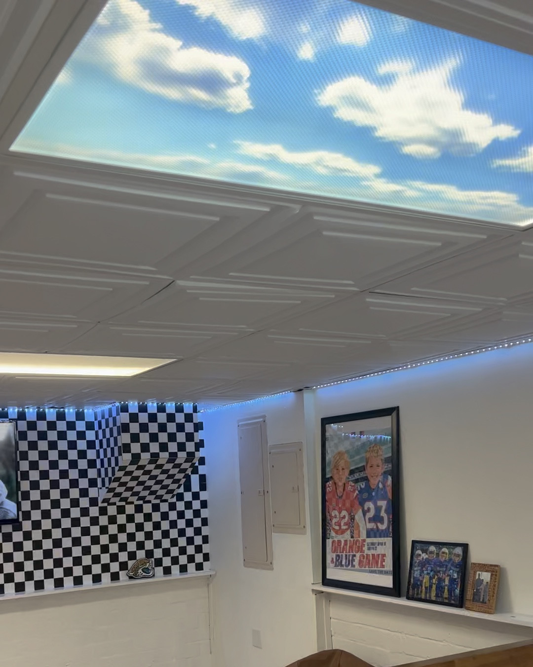 The boys room downstairs is finally making a little progress. Totally obsessed with this accent wall- peel & stick wallpaper was tedious but worth it. Just ordered some really cool eclectic art for the walls & shelves. Brick basement modern art. Boys room. Teen dorm. 

#LTKKids #LTKVideo #LTKHome