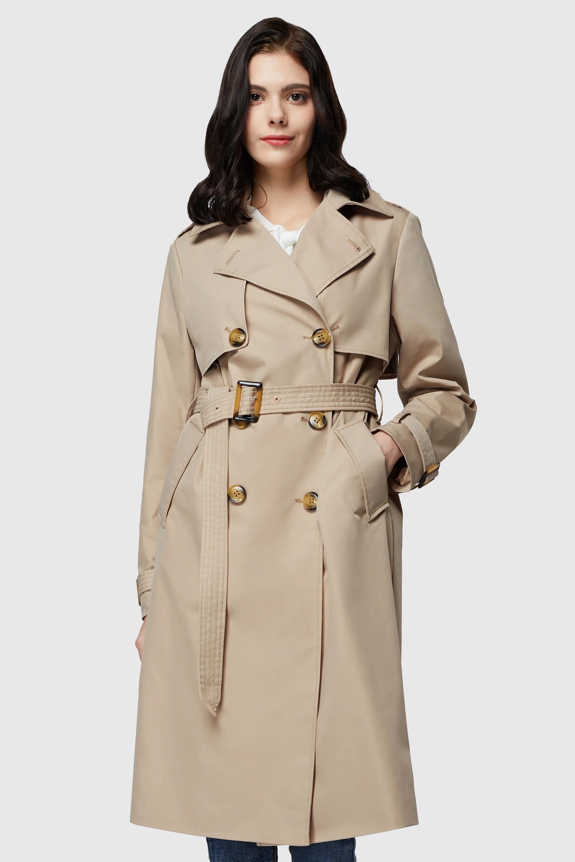 3/4 Length Belted Double-Breasted Trench Coat | Orolay