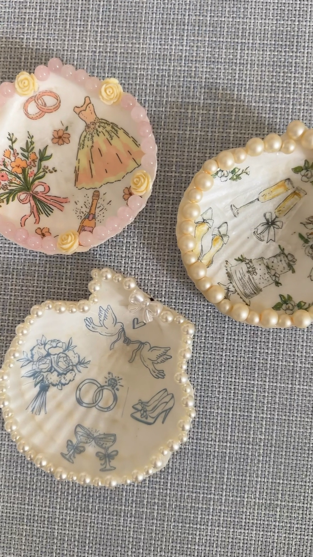 DIY Ring Dish—the perfect shower or wedding gift! I remember when I got engaged, I got a ring dish and it was to this day one of my favorite gifts ever! These easy shell dishes are perfectly customized for brides with these adorable napkins and beaded trim.

#LTKSeasonal #LTKHome #LTKWedding