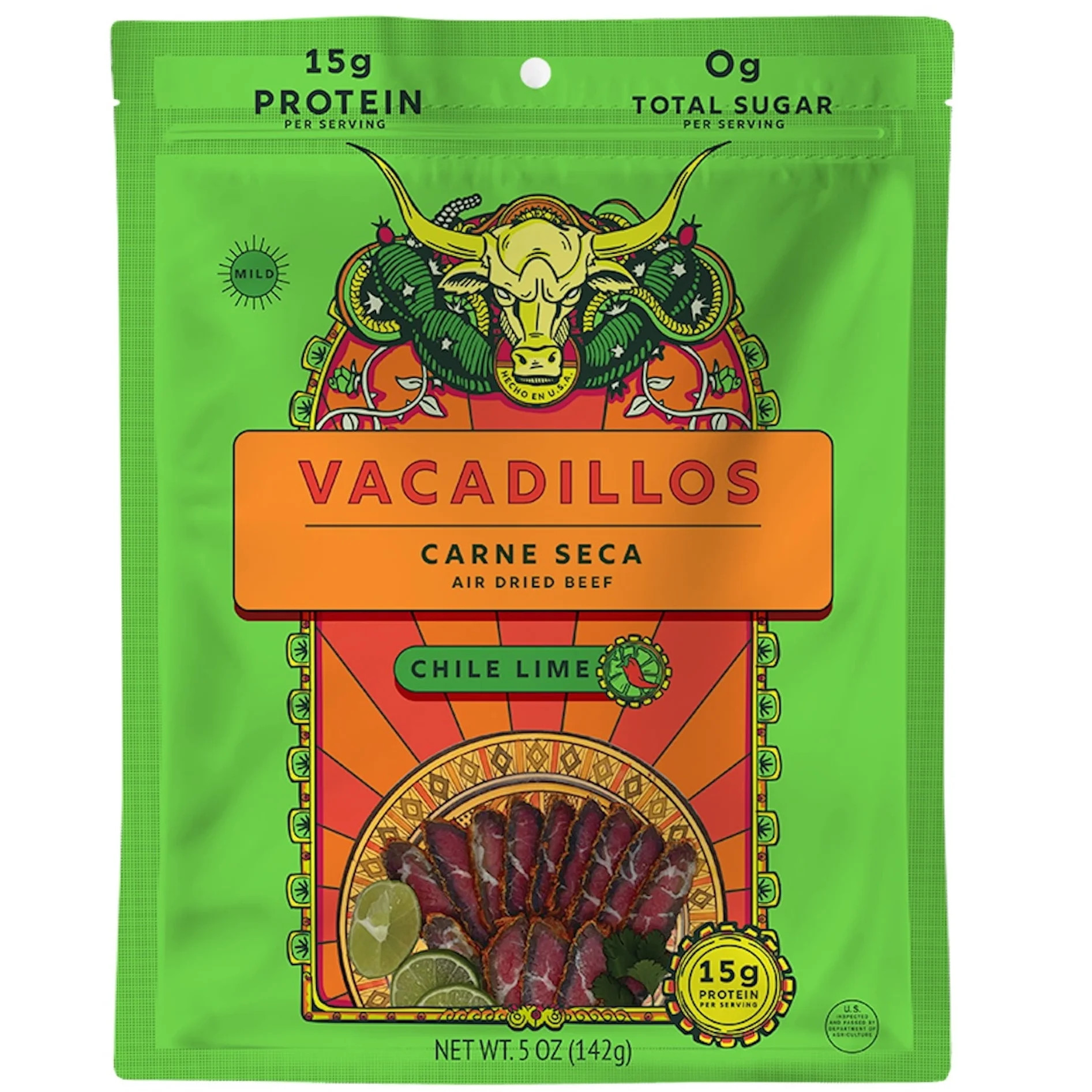 Vacadillos Chile Lime 5oz Meat Snack, 15g Protein Per Serving, 0g Sugar, No MSG, No Gluten, No Ni... | Walmart (US)