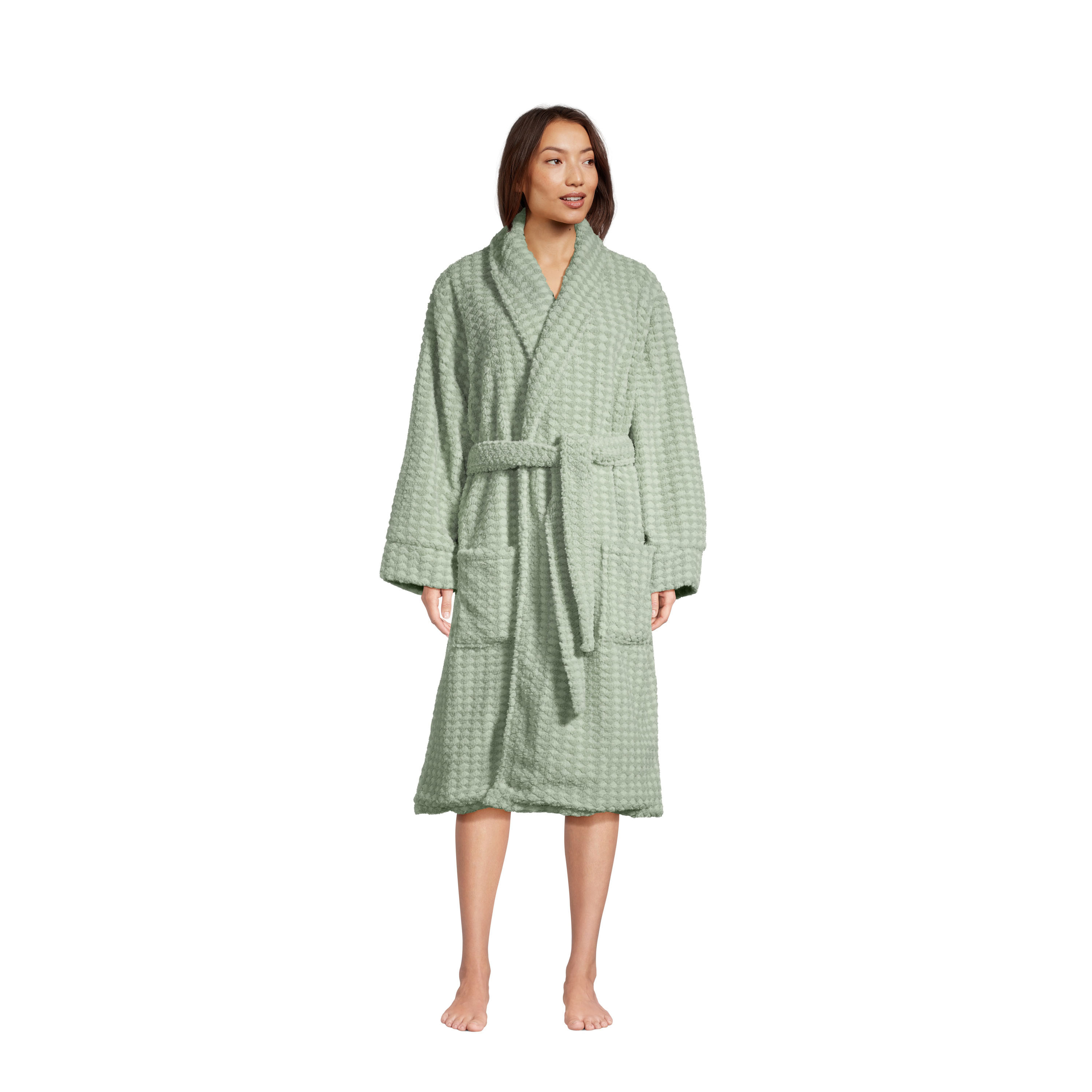 Mint and Sage Green Plush Fleece Textured Robe | World Market
