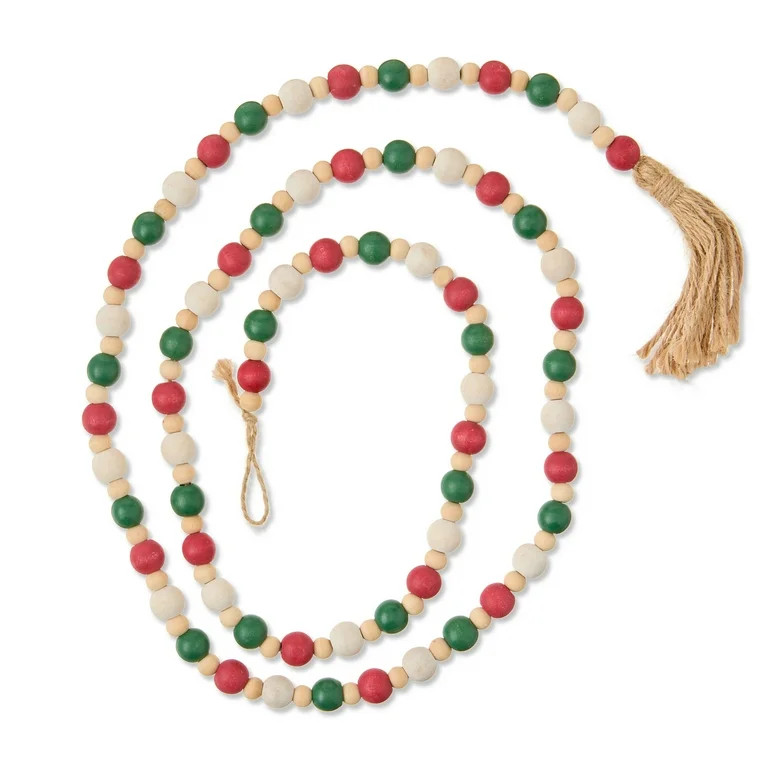 Red/Green/Cream Mini Beaded Garland, 48", by Holiday Time | Walmart (US)