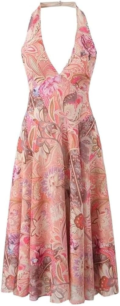 V Neck Sleeveless A Line Printed Dress for Women with Casual Style | Amazon (US)