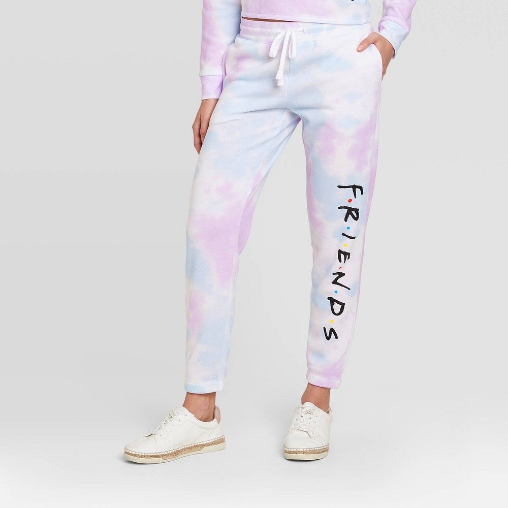 Women's Friends Tie-Dye Jogger Pants - White L | Target