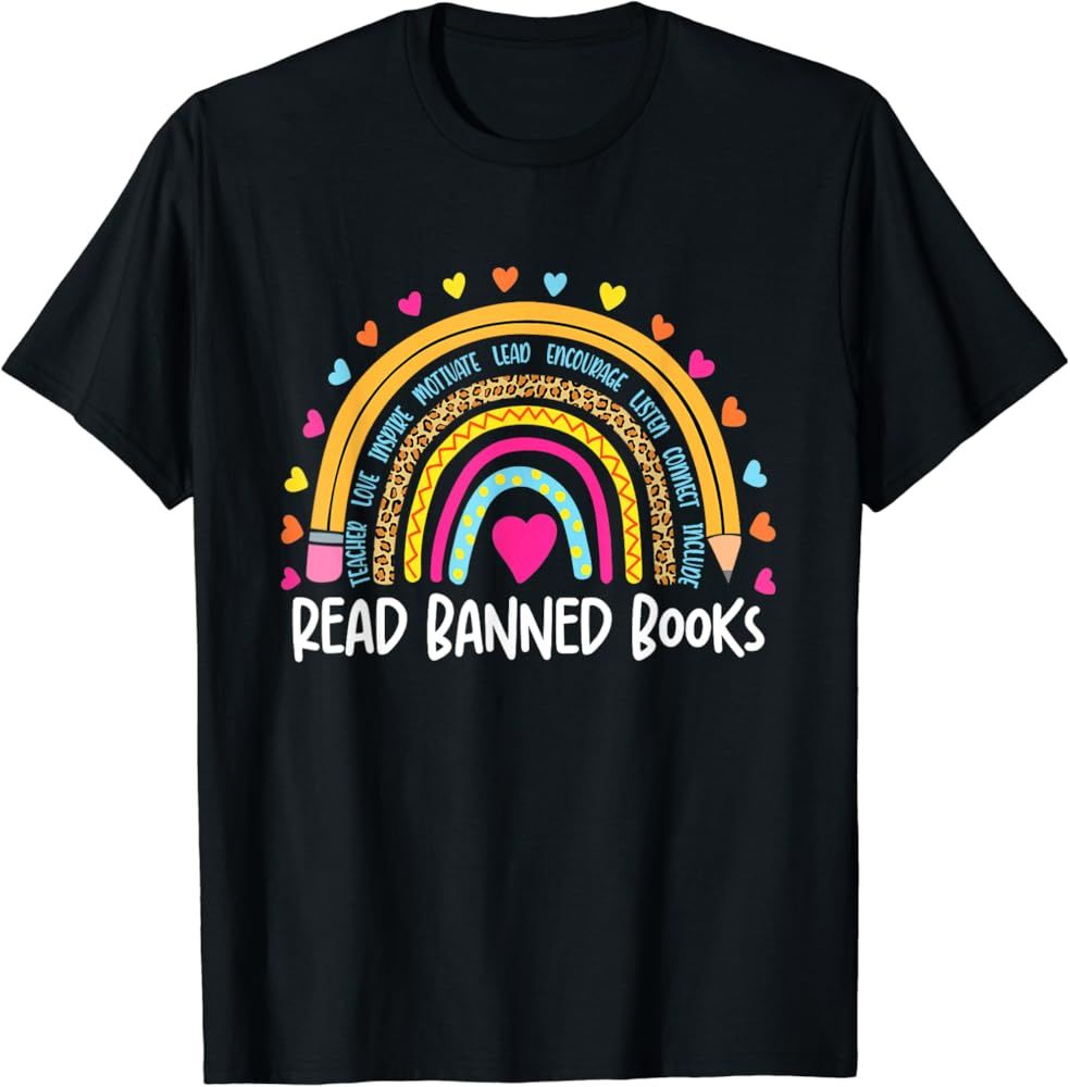 I read banned books T Shirt Rainbow readers reading gift T-Shirt | Amazon (US)