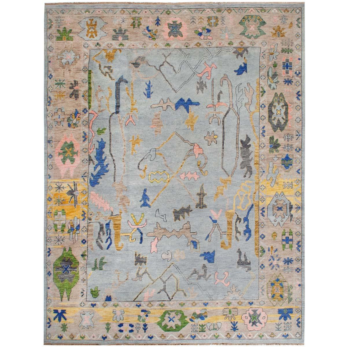 In Stock 9x12 Margot Pastel Turkish Knot Rug | Blue Oushak Rug | Scout Design Studio