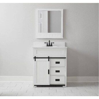 Style Selections Morriston 30-in White Single Sink Bathroom Vanity with White Engineered Stone To... | Lowe's