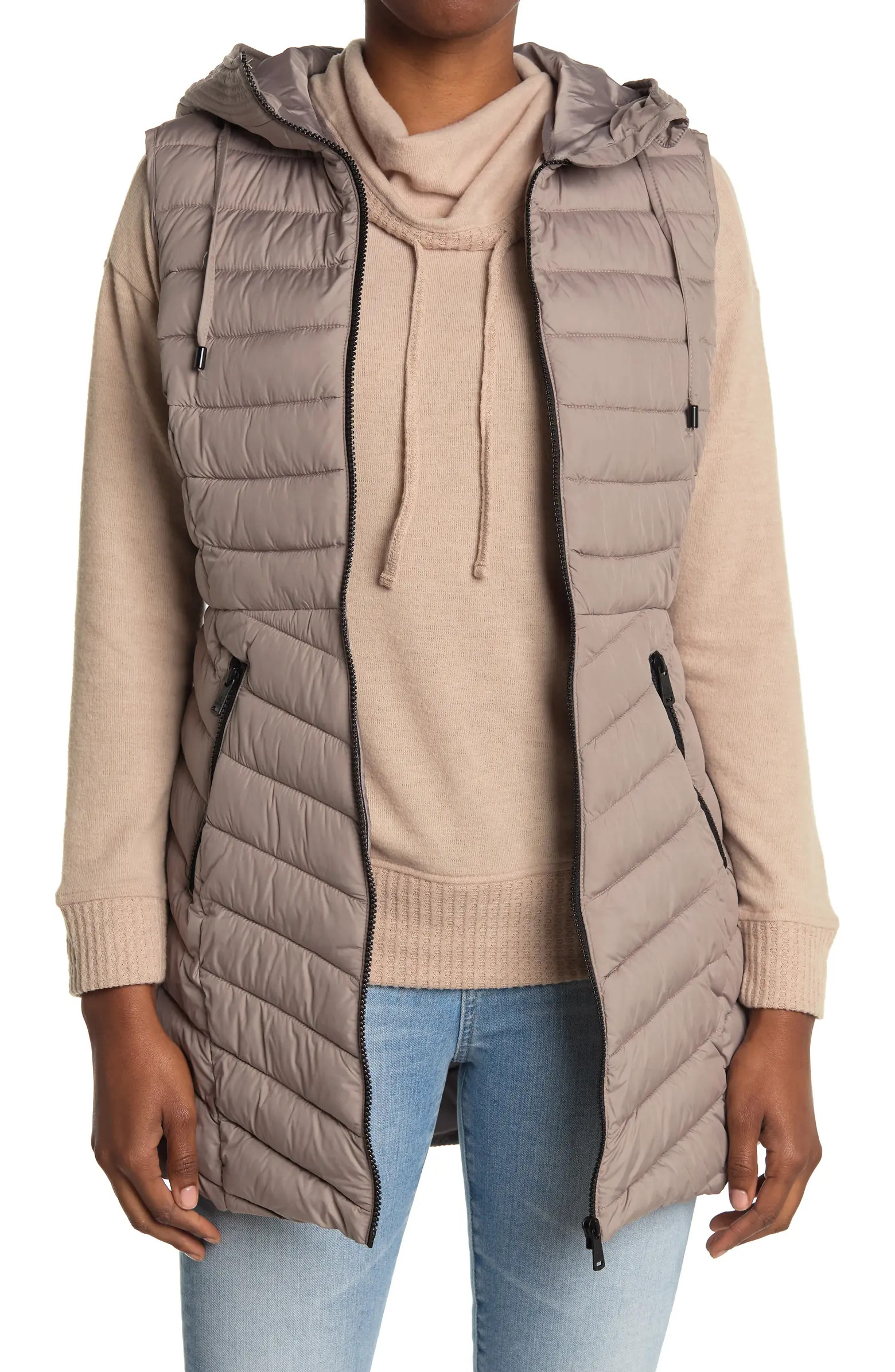 Hooded Long Puffer Vest | Nordstrom Rack