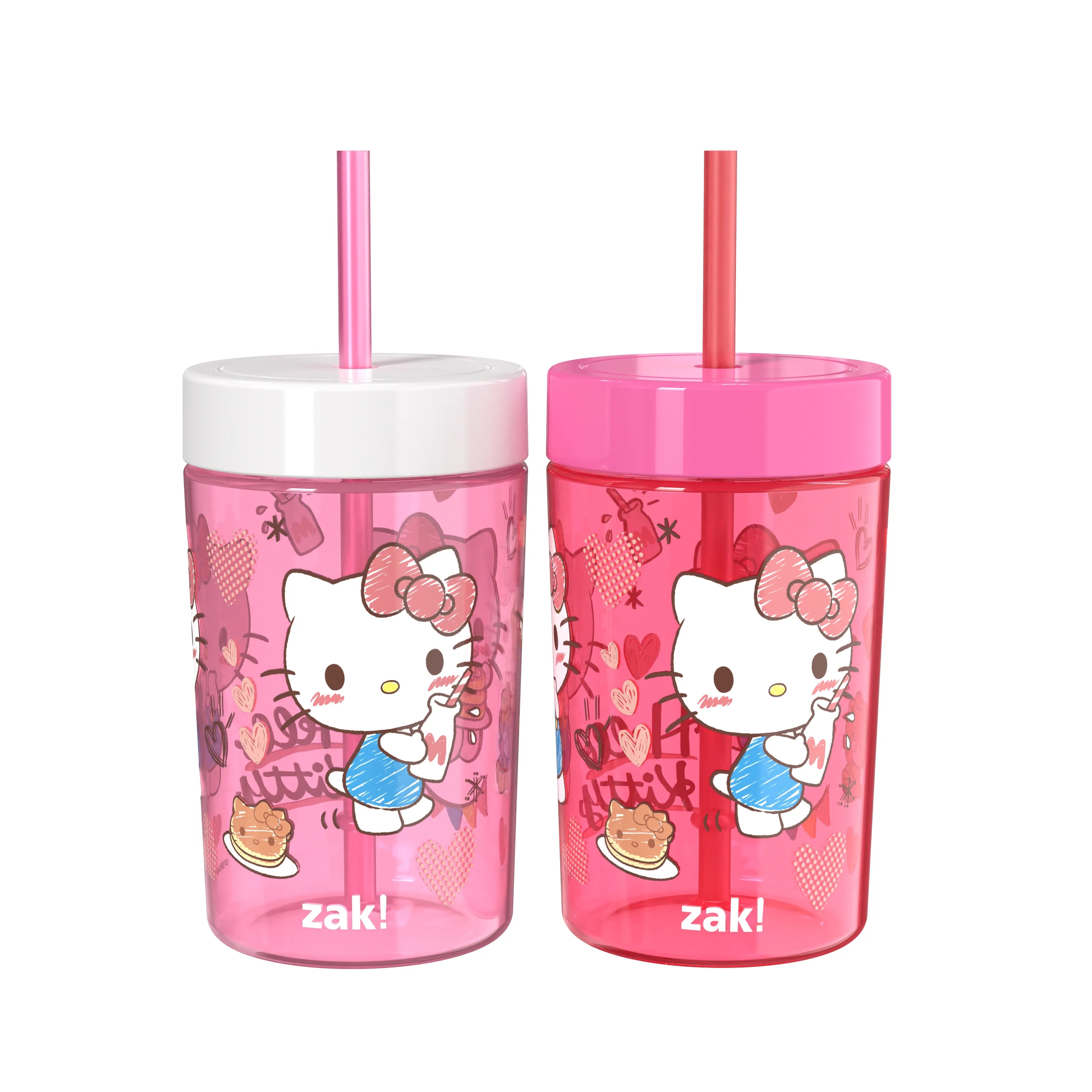 Zak Designs Hello Kitty 2-Pack 16oz Reusable Tumblers with Lid and Straw | Walmart (US)