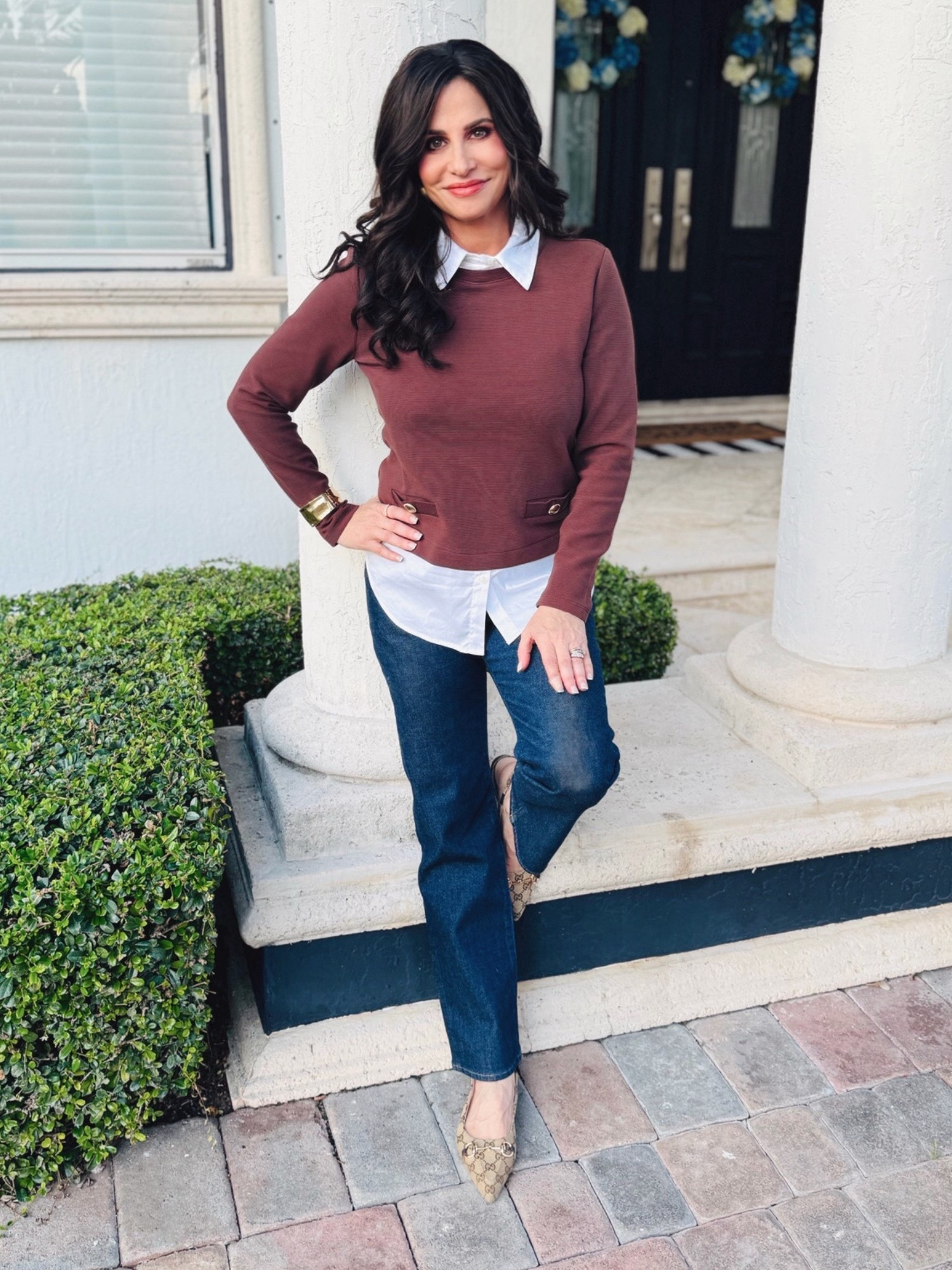 Mixed media top. So pretty and comfortable. Wearing sm . Jeans 25 
#chiccasualstyle #fallstyle #everydaylook 

#LTKootd #LTKSaleAlert #LTKOver40